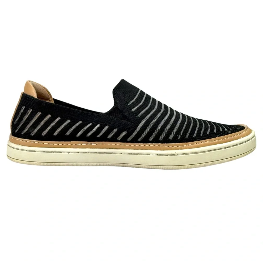 UGG Sammy Breeze Knit Slip On Leather Sneakers Black Size 5.5 Coastal Preppy